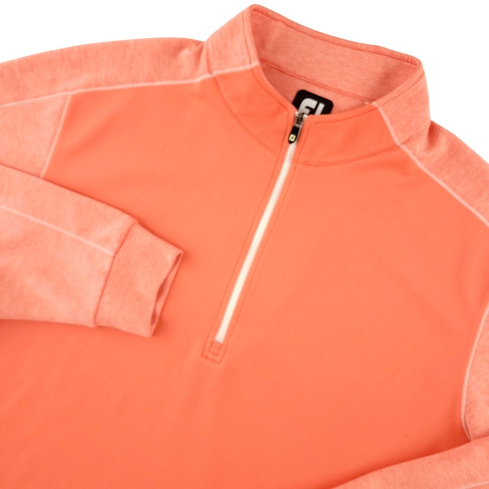 FootJoy Pullover Mens Large Peach Pink1/4 Zip Long Sleeve Golf Top Athletic